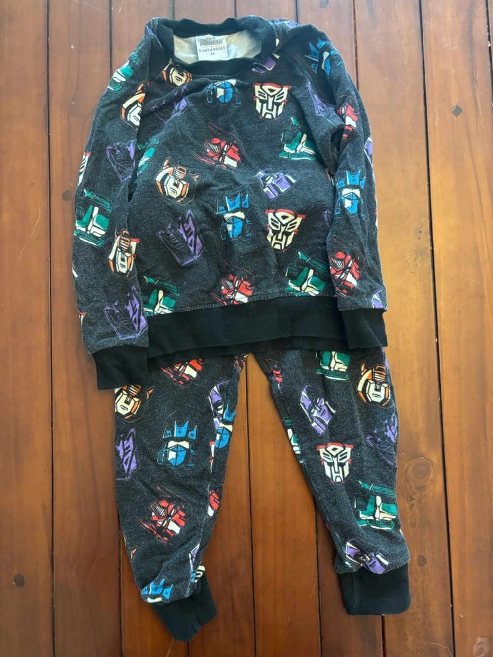 Kids Black Bamboo Transformers Joggers Set
